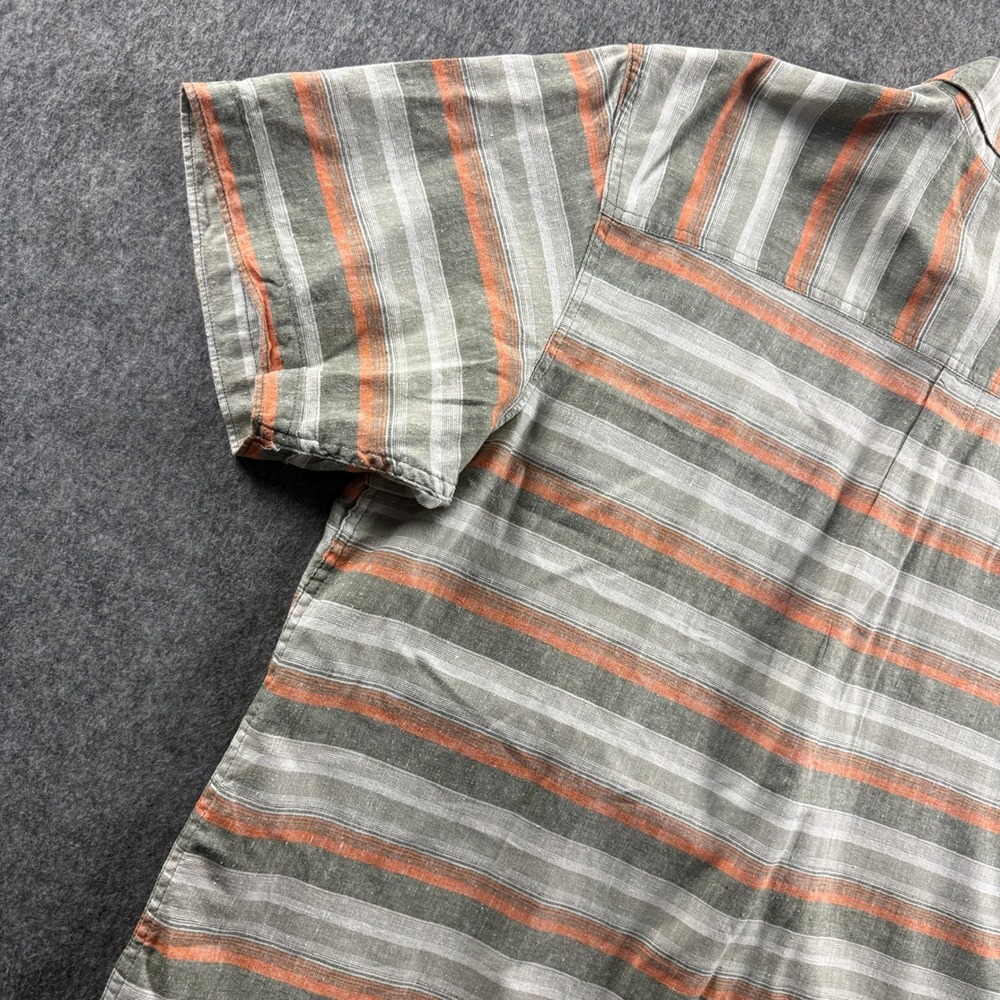 Columbia Sportswear Men's XL Gray Orange Hemp Blend Striped shirt - Picture 11 of 11